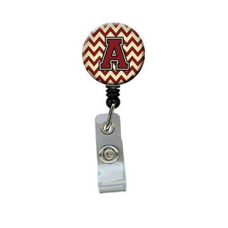 Carolines Treasures Letter A Chevron Maroon and Gold Retractable Badge Reel CJ1061-ABR